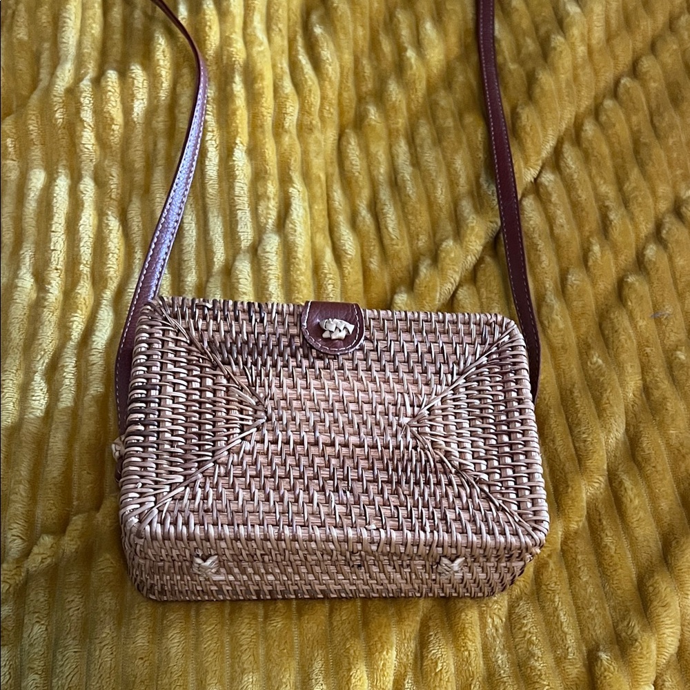 Brown Woven Crossbody Bag